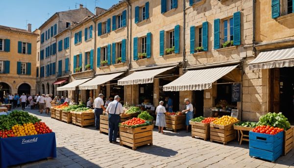 Marchés provençaux et étals de produits frais